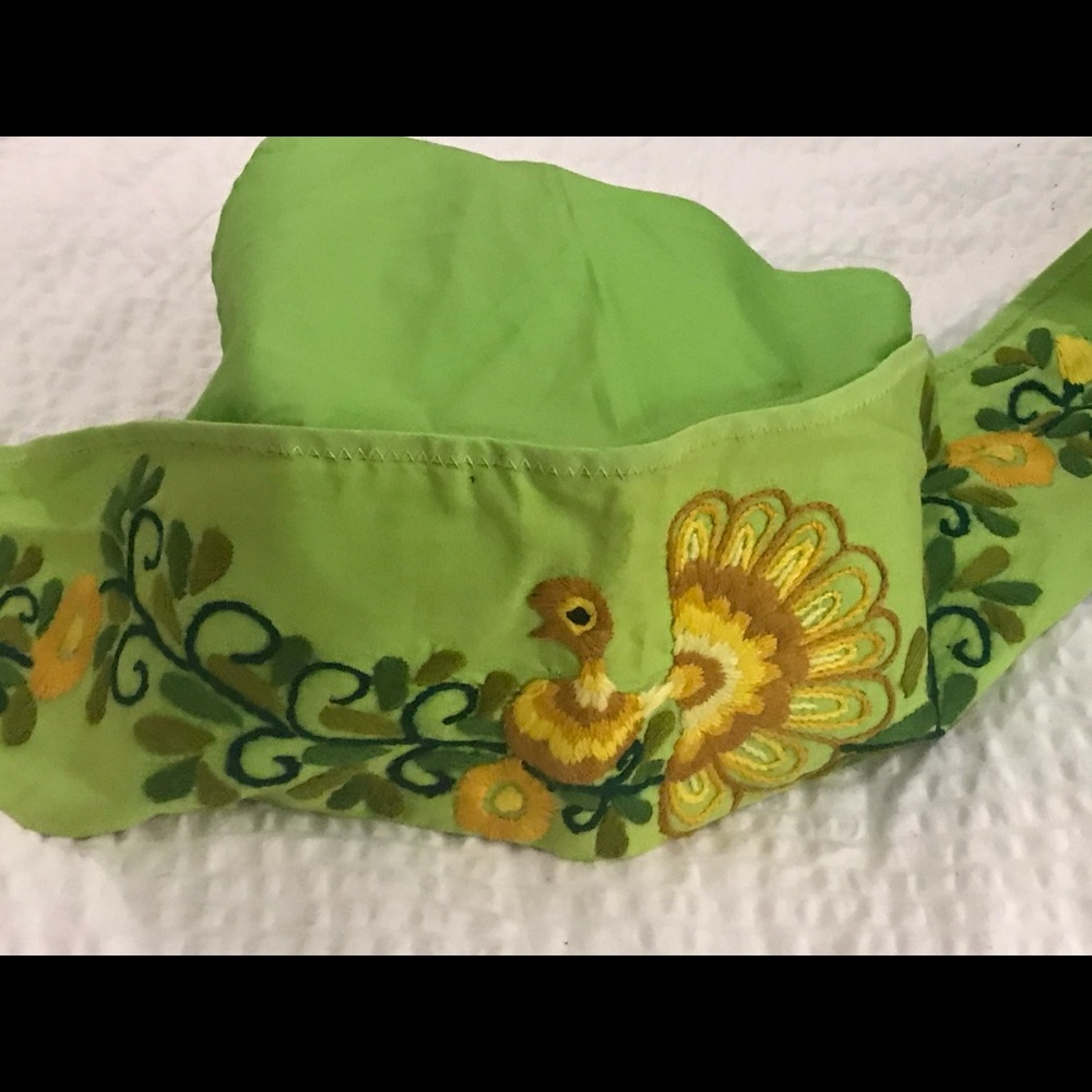 Vintage Mexican Hand Embroidered Head Scarf